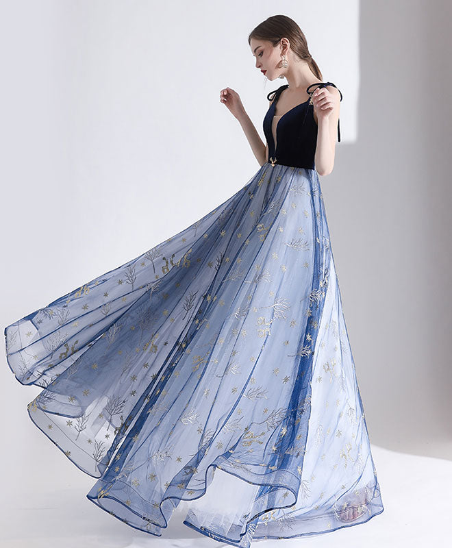 Off the Shoulder Blue Tulle Long Prom Dresses, Blue Off Shoulder Formal Evening Dresses, US 14 / Custom Color / No Rush Off the Shoulder Blue Tulle Long Prom Dresses, Blue Off Shoulder Formal Evening Dresses, US 14 / Custom Color / No Rush