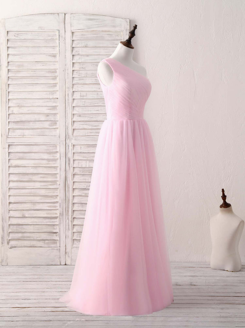Pink Tulle One Shoulder Long Prom Dress Pink Bridesmaid Dress US 6 / Pink Pink Tulle One Shoulder Long Prom Dress Pink Bridesmaid Dress US 6 / Pink