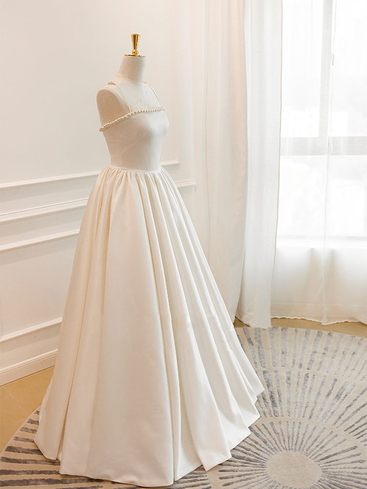 Simple Ivory Satin Long Prom Dress, Ivory Long Formal Dresses US 8 / Ivory Simple Ivory Satin Long Prom Dress, Ivory Long Formal Dresses US 8 / Ivory