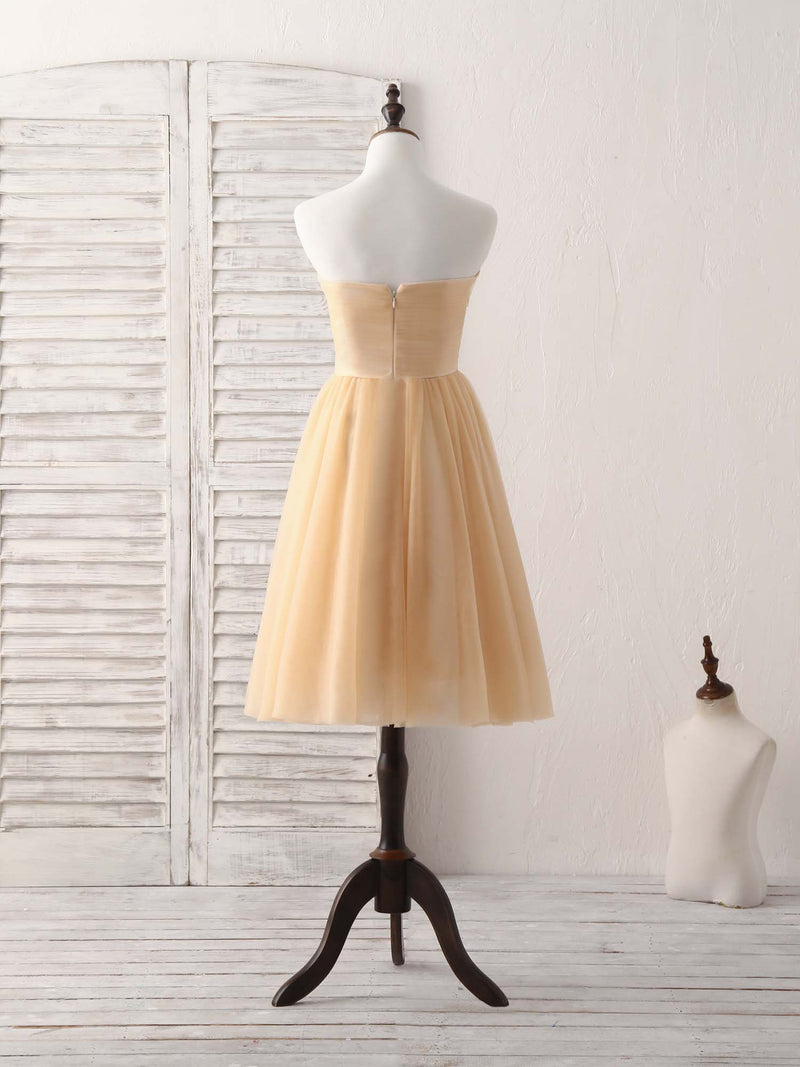 Simple Tulle Champagne Short Prom Dress Tulle Bridesmaid Dress US 4 / Champagne Simple Tulle Champagne Short Prom Dress Tulle Bridesmaid Dress US 4 / Champagne