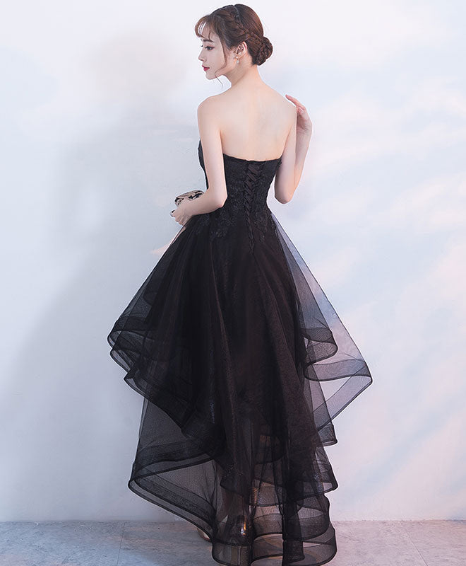 black dress with tulle bottom Black Strapless Puffy Midi Tulle Dress Customized / Black