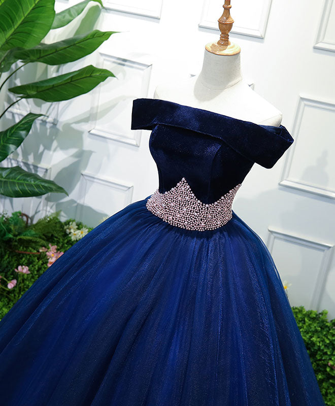Dark Blue Tulle Off Shoulder Long Prom Dress, Blue Sweet 16 Dress US 2 / Dark Blue Dark Blue Tulle Off Shoulder Long Prom Dress, Blue Sweet 16 Dress US 2 / Dark Blue