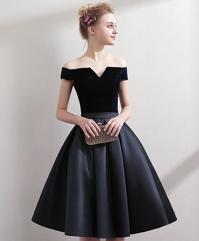 Black Satin Short Prom Dress, Black Homecoming Dress US 10 / Custom Color Black Satin Short Prom Dress, Black Homecoming Dress US 10 / Custom Color