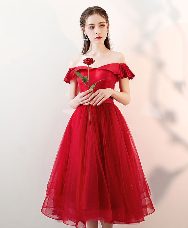 Aline Red Satin/Tulle Short Prom Dresses, Red Formal Homecoming Dresses US 16 / Red Aline Red Satin/Tulle Short Prom Dresses, Red Formal Homecoming Dresses US 16 / Red