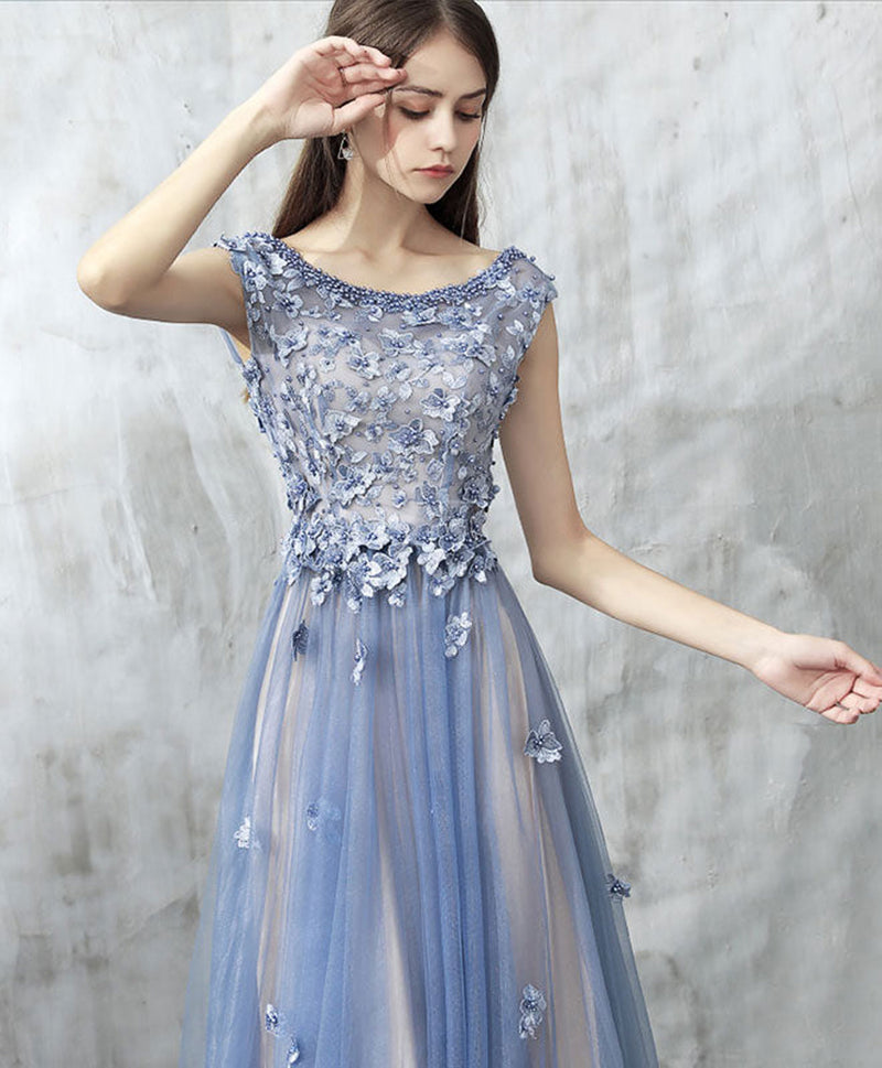 blue lace applique prom dress Mermaid Lace Applique High Slit Royal Blue Long Prom Dress PSK547 US16 / Custom Color