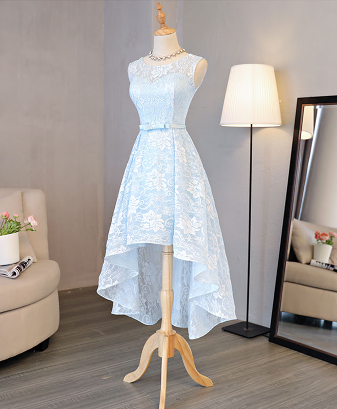 Light Blue Lace High Low Prom Dress, Homecoming Dress US 10 / Blue Light Blue Lace High Low Prom Dress, Homecoming Dress US 10 / Blue
