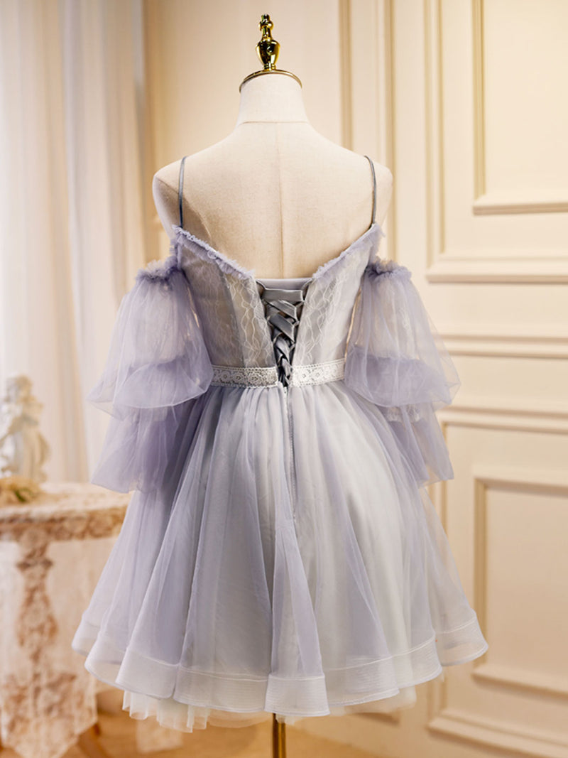 Light Purple A-Line Tulle Lace Short Prom Dresses, Light Purple Homecoming Dresses US 14 / Light Purple Light Purple A-Line Tulle Lace Short Prom Dresses, Light Purple Homecoming Dresses US 14 / Light Purple