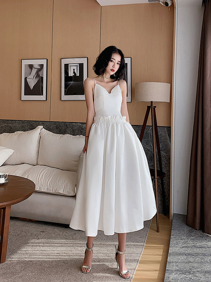 White Satin Short Prom Dress, White Satin Homecoming Dresses US 10 / White White Satin Short Prom Dress, White Satin Homecoming Dresses US 10 / White