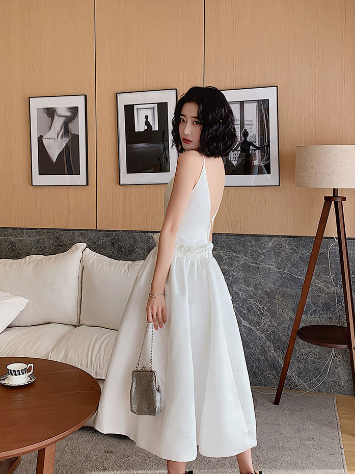 White Satin Short Prom Dress, White Satin Homecoming Dresses US 10 / White White Satin Short Prom Dress, White Satin Homecoming Dresses US 10 / White