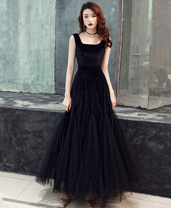 Simple Black Tulle Prom Dress, Black Velvet Tulle Formal Dress US 14 / Black Simple Black Tulle Prom Dress, Black Velvet Tulle Formal Dress US 14 / Black
