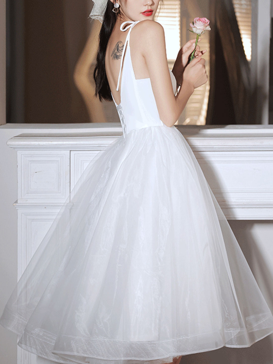 Simple White V Neck Short Prom Dress, White Homecoming Dress