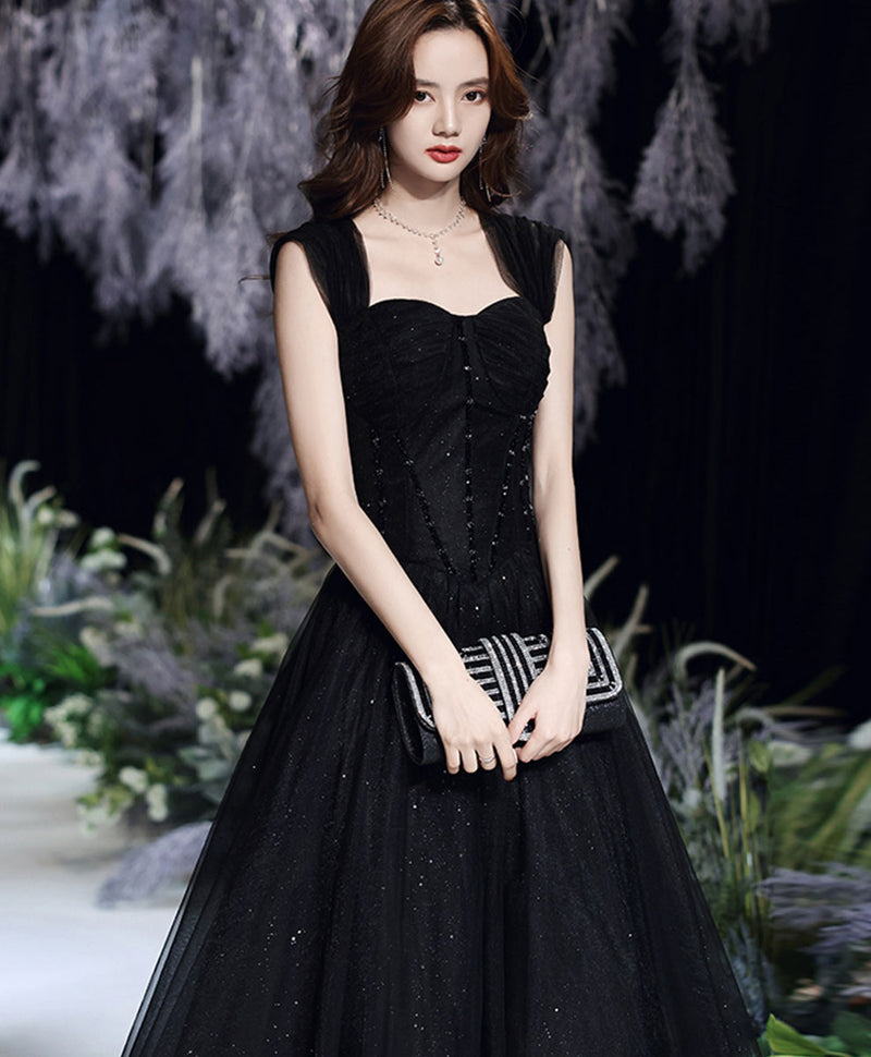 Black Tulle Long A-Line Evening Dress, Black Sweetheart Neck Prom Dress US 14 / Black Black Tulle Long A-Line Evening Dress, Black Sweetheart Neck Prom Dress US 14 / Black