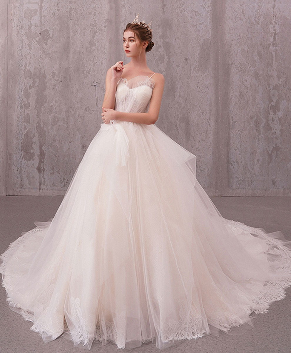 Elegant Sweetheart Tulle Lace Long Wedding Gown Bridal Dress