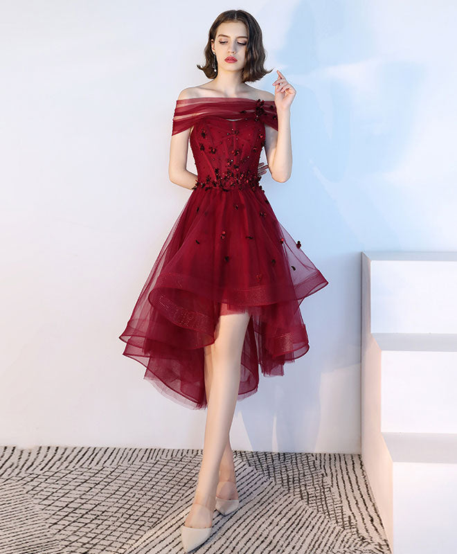 Burgundy Tulle Lace Short Prom Dress, Burgundy Tulle Evening Dress US 2 / Burgundy Burgundy Tulle Lace Short Prom Dress, Burgundy Tulle Evening Dress US 2 / Burgundy