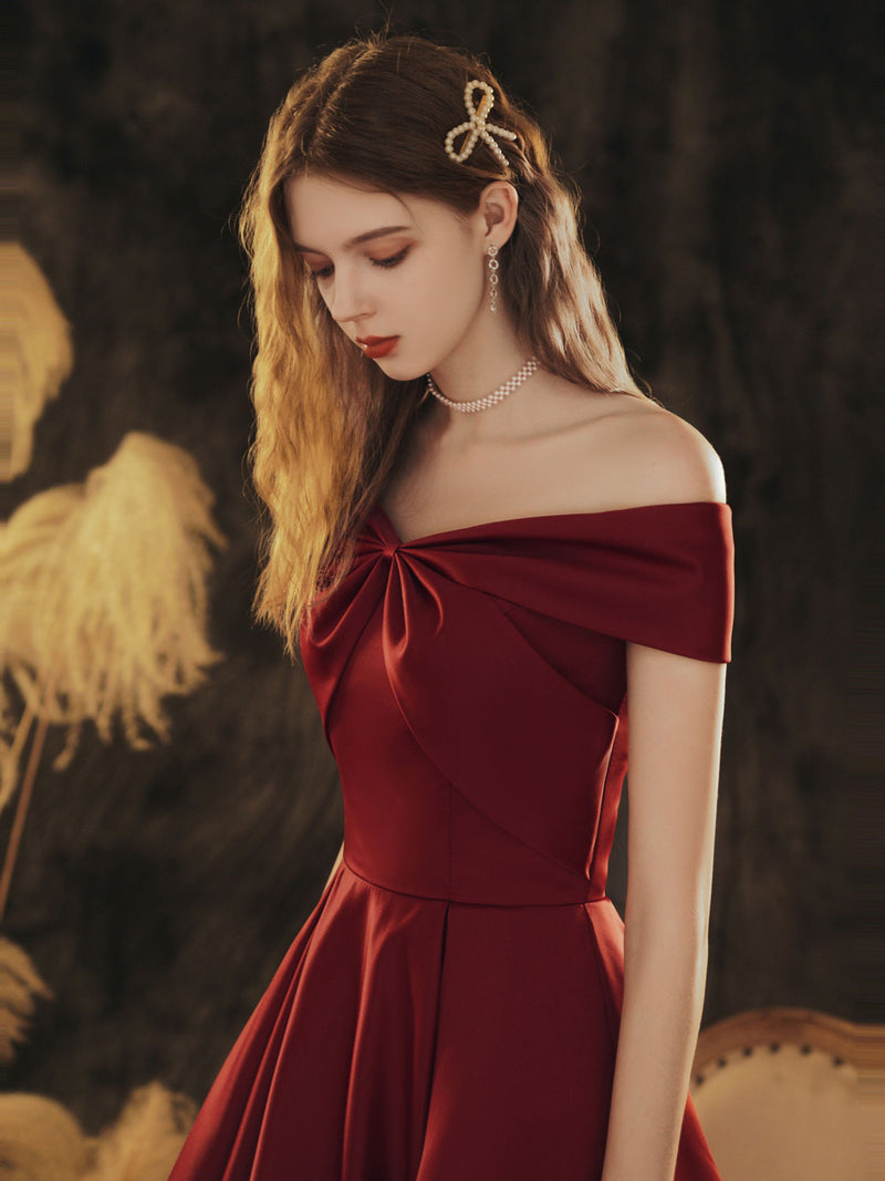 Simple Burgundy Satin Short Prom Dress Burgundy Homecoming Dress Simple Burgundy Satin Short Prom Dress Burgundy Homecoming Dress
