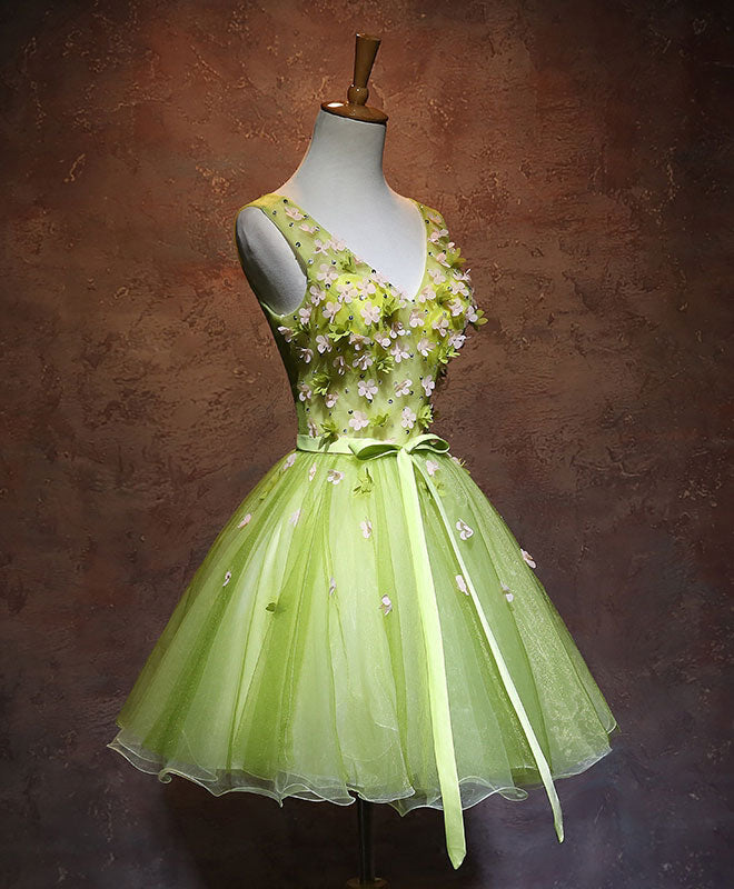 Green V Neck Tulle Short Prom Dress, Green Homecoming Dress US 14 / Green Green V Neck Tulle Short Prom Dress, Green Homecoming Dress US 14 / Green