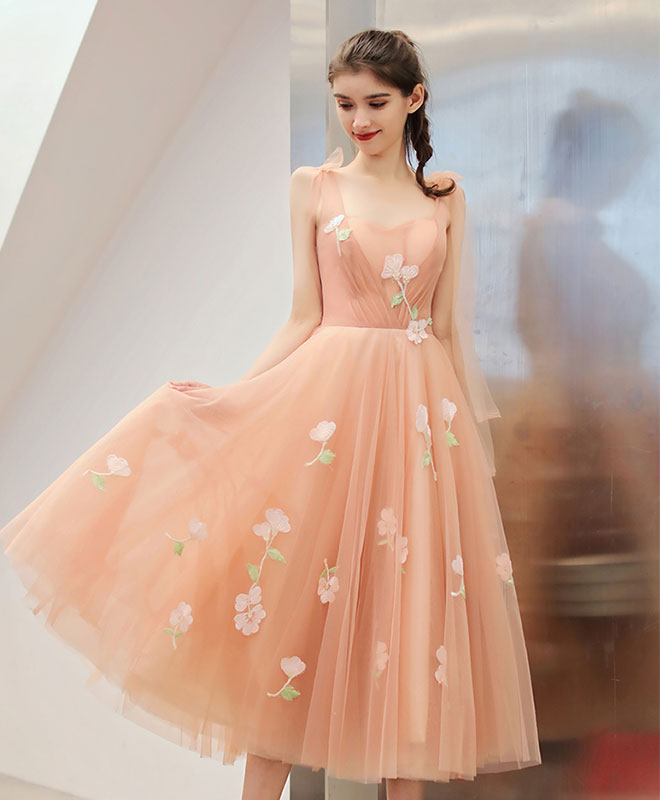 Pink Tulle Lace Applique Short Prom Dress, Pink Homecoming Dress US 10 / Custom Color Pink Tulle Lace Applique Short Prom Dress, Pink Homecoming Dress US 10 / Custom Color