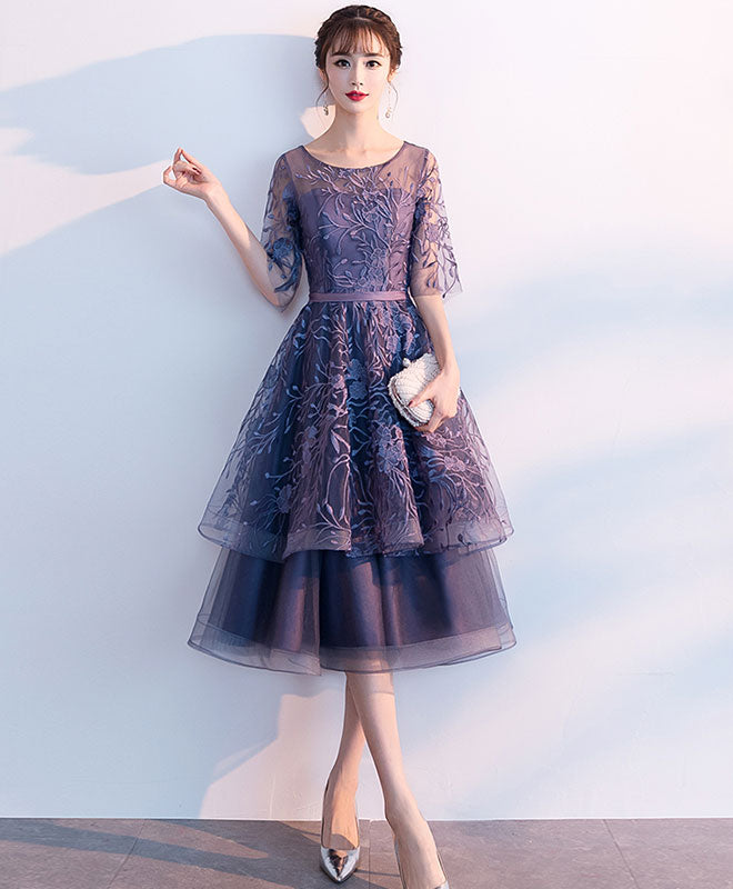 Purple Tulle Lace Short Prom Dresses, Scoop Neck Lace Purple Homecoming Dresses US 14 Purple Tulle Lace Short Prom Dresses, Scoop Neck Lace Purple Homecoming Dresses US 14