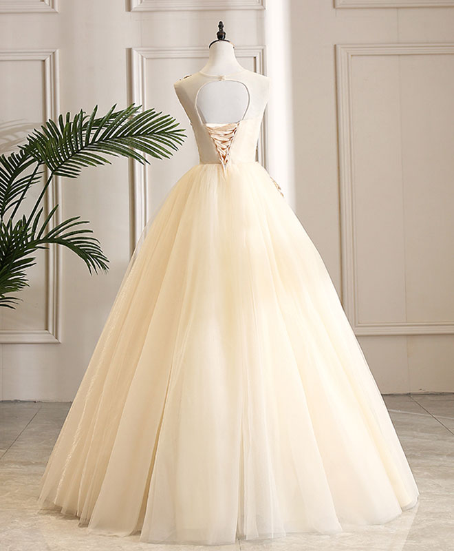Champagne Tulle Lace Long Prom Dress Champagne Evening Dress US 6 / Champagne Champagne Tulle Lace Long Prom Dress Champagne Evening Dress US 6 / Champagne