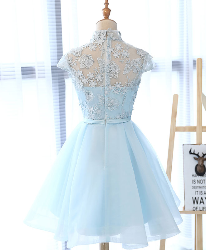 Cute Blue Lace Tulle Short Prom Dress. Cute Homecoming Dress US 14 / Blue Cute Blue Lace Tulle Short Prom Dress. Cute Homecoming Dress US 14 / Blue