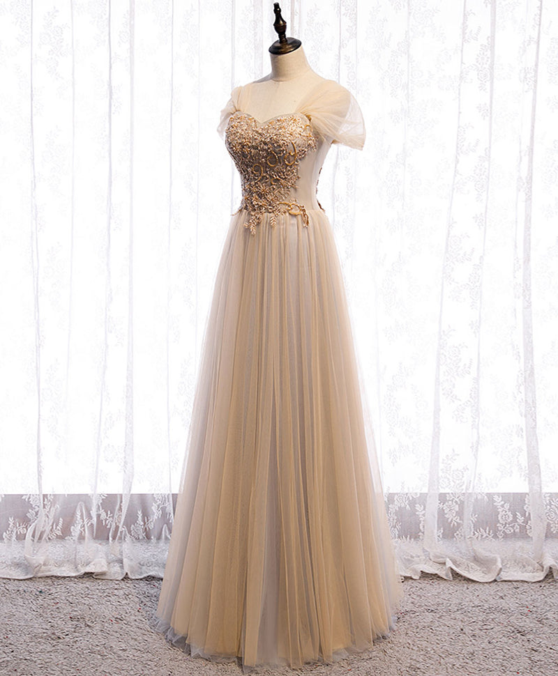 Champagne Sweetheart Tulle Lace Long Prom Dress Champagne Formal Dress US 2 / Champagne Champagne Sweetheart Tulle Lace Long Prom Dress Champagne Formal Dress US 2 / Champagne