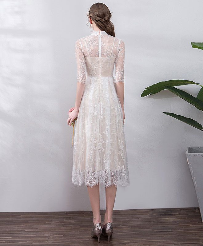 Elegant Tulle Lace Short Prom Dress, Lace Bridesmaid Dress