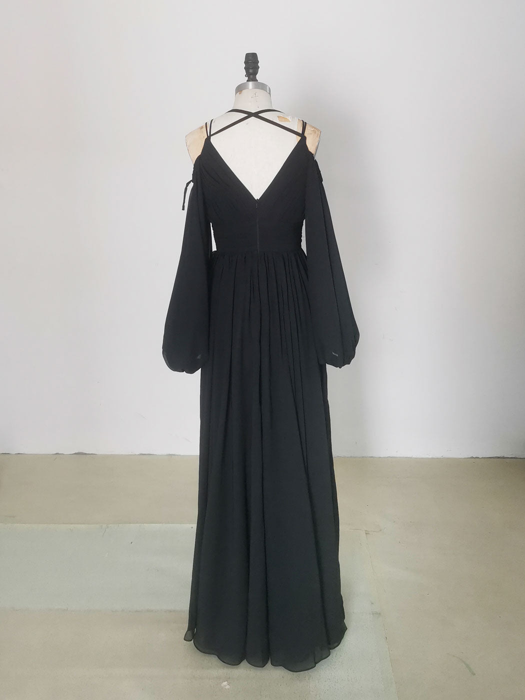 Simple A line Black Long Prom Dress, Black Evening Graduation Dresses