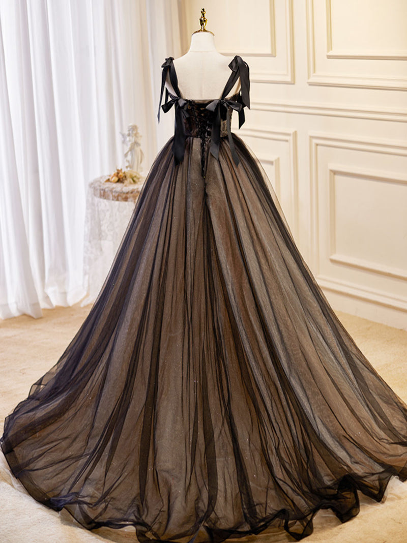 Black Tulle Lace Long Prom Dress, Black Evening Party Dress US 6 / Black Black Tulle Lace Long Prom Dress, Black Evening Party Dress US 6 / Black