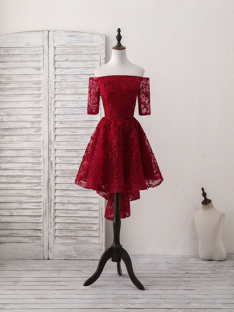 short maroon homecoming dresses Short Aline Burgundy Red Homecoming Dress with Straps - $64.98 #HTX86011