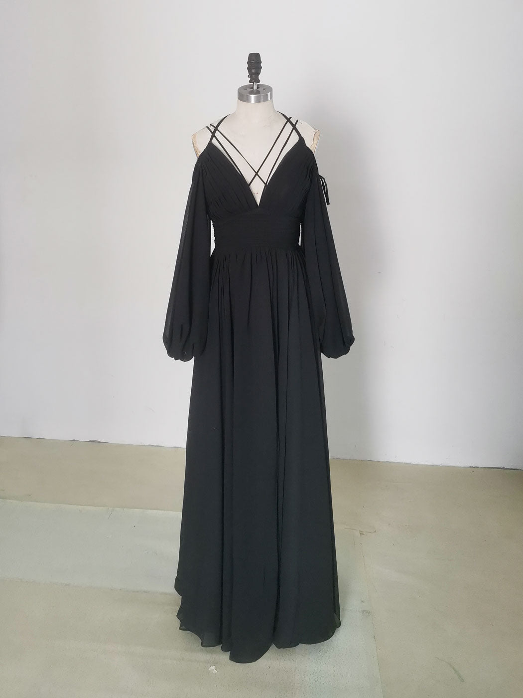 Simple A line Black Long Prom Dress, Black Evening Graduation Dresses