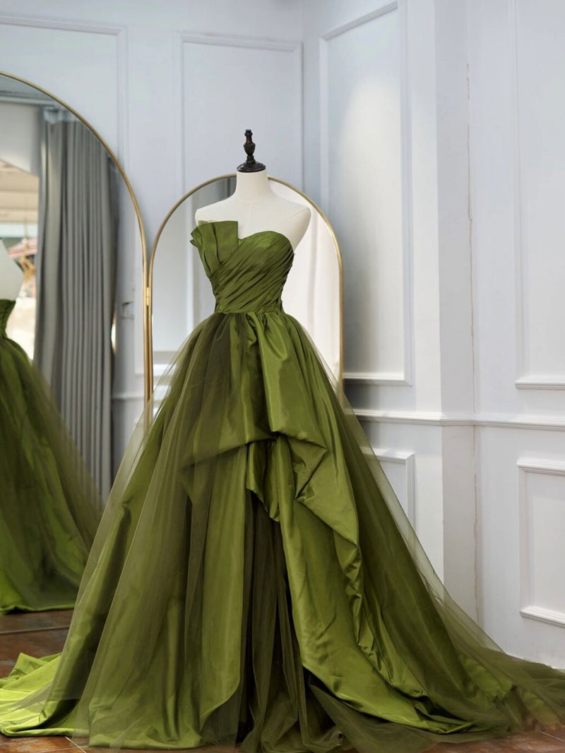 Green Long Prom Dresses, Green Satin Formal Long Evening Dress shopluu Green Long Prom Dresses, Green Satin Formal Long Evening Dress shopluu