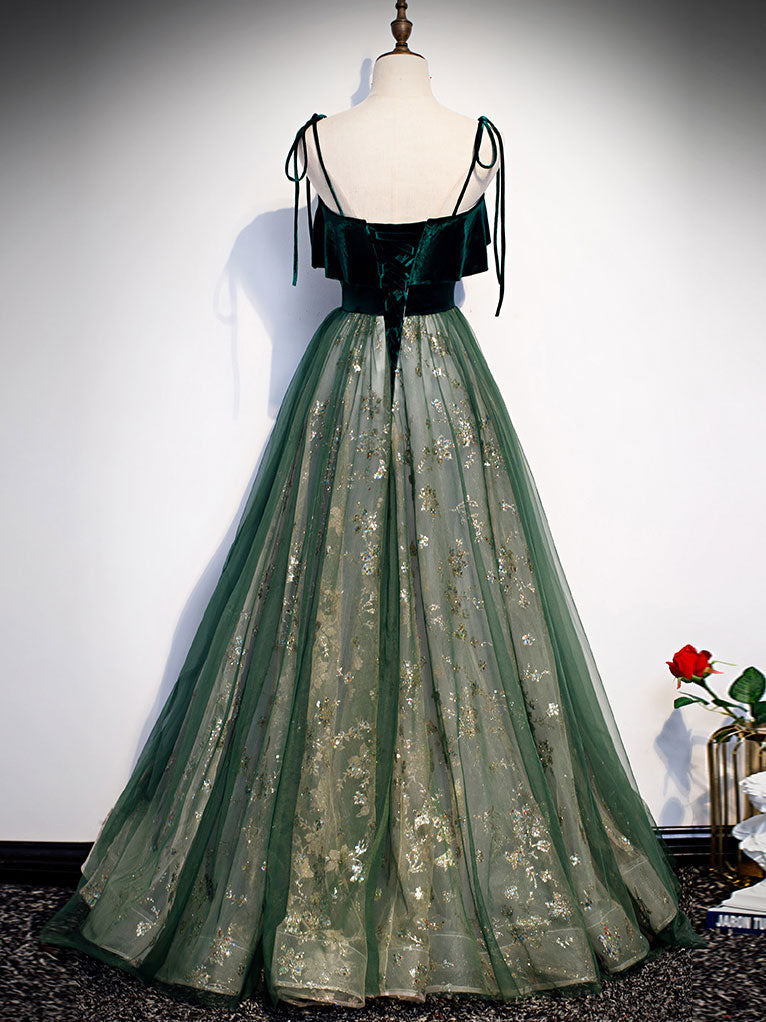 Green Tulle Lace Long Prom Dress, Green Tulle Formal Dress CustomSize / Green Green Tulle Lace Long Prom Dress, Green Tulle Formal Dress CustomSize / Green