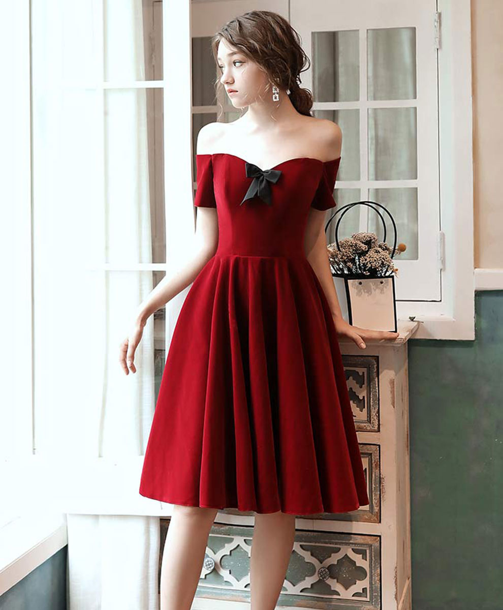 Simple Burgundy Short Prom Dress Burgundy Homecoming Dress