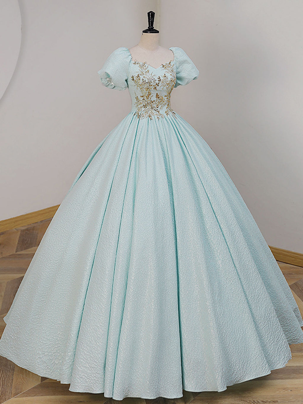 Unique A-LIne Satin Lace Long Prom Dresses, Blue Satin Sweet 16 Dresses