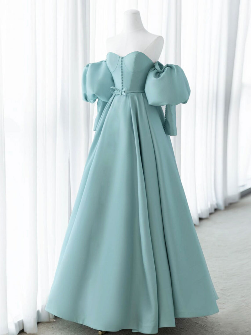 Green Sweetheart Neck Satin Long Prom Dress, Green Formal Evening Dres shopluu Green Sweetheart Neck Satin Long Prom Dress, Green Formal Evening Dres shopluu
