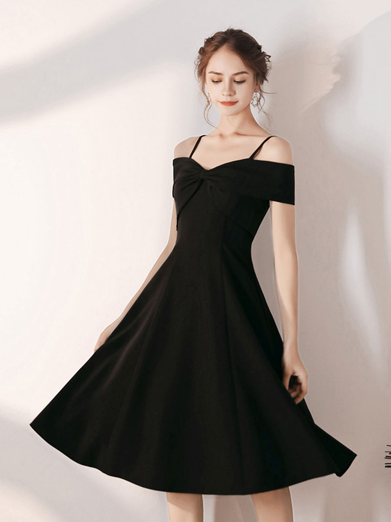 Simple Black Off Shoulder Short Prom Dress, Black Homecoming Dress