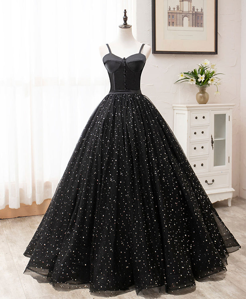 Black Sweetheart Tulle Long Prom Dress, Black Formal Sweet 16 Dress US 10 / Black Black Sweetheart Tulle Long Prom Dress, Black Formal Sweet 16 Dress US 10 / Black
