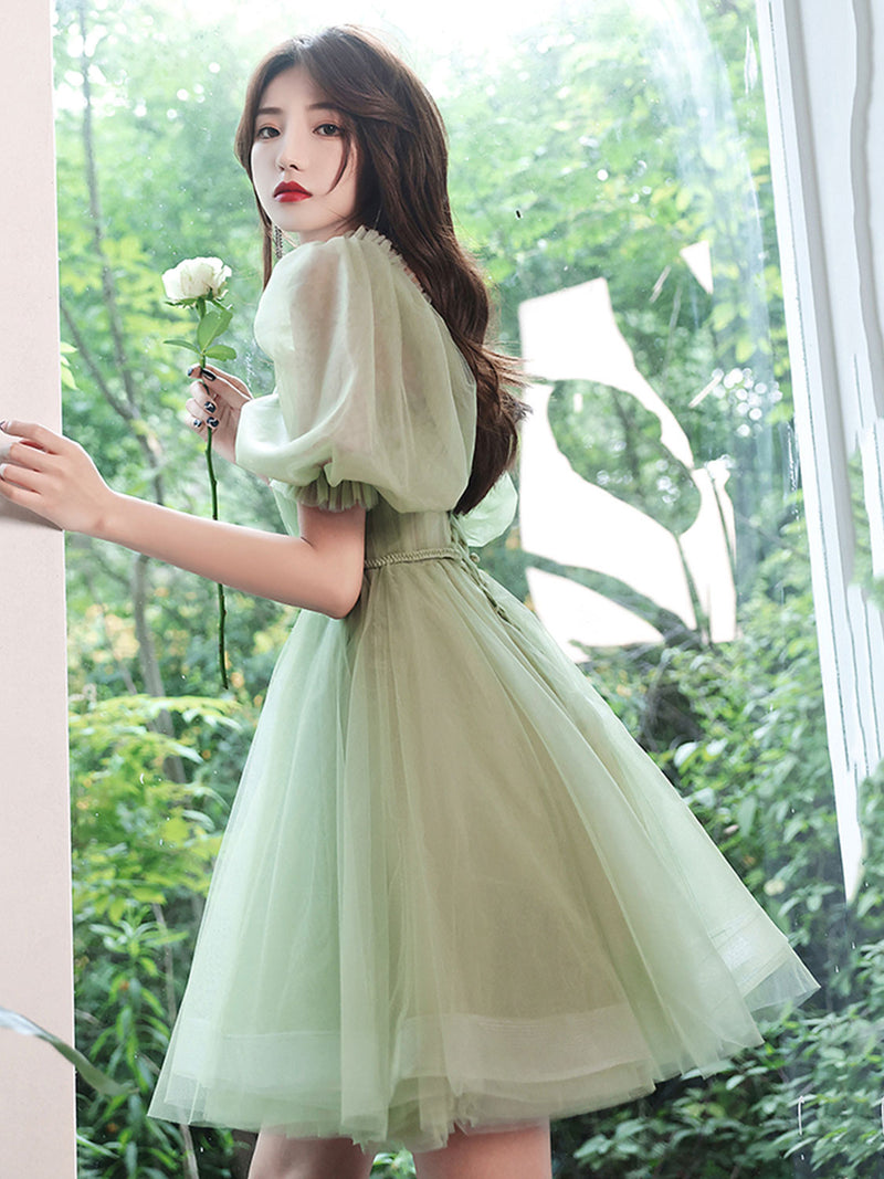 Simple Mini Tulle Short Green Prom Dress, Green Puffy Homecoming Dress shopluu Simple Mini Tulle Short Green Prom Dress, Green Puffy Homecoming Dress shopluu