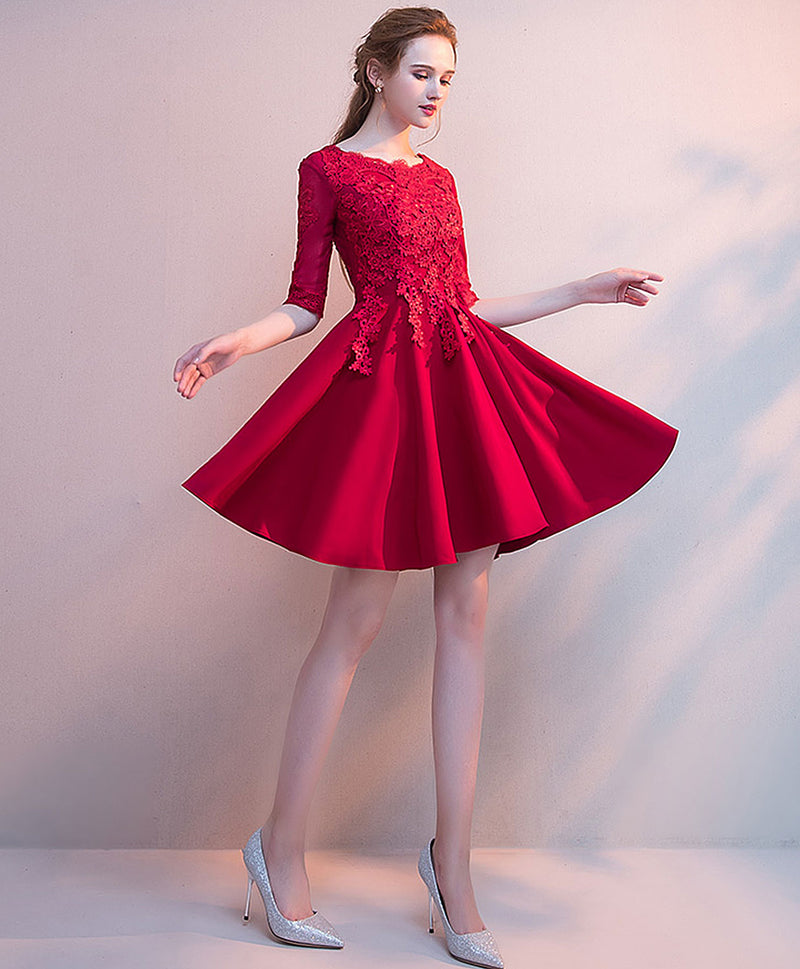 Burgundy Tulle Lace Short Prom Dress, Burgundy Homecoming Dress shopluu Burgundy Tulle Lace Short Prom Dress, Burgundy Homecoming Dress shopluu