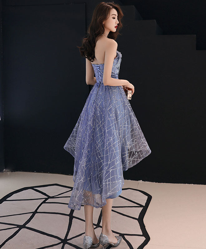 Blue Tulle High Low Prom Dress, Blue Homecoming Dress shopluu Blue Tulle High Low Prom Dress, Blue Homecoming Dress shopluu