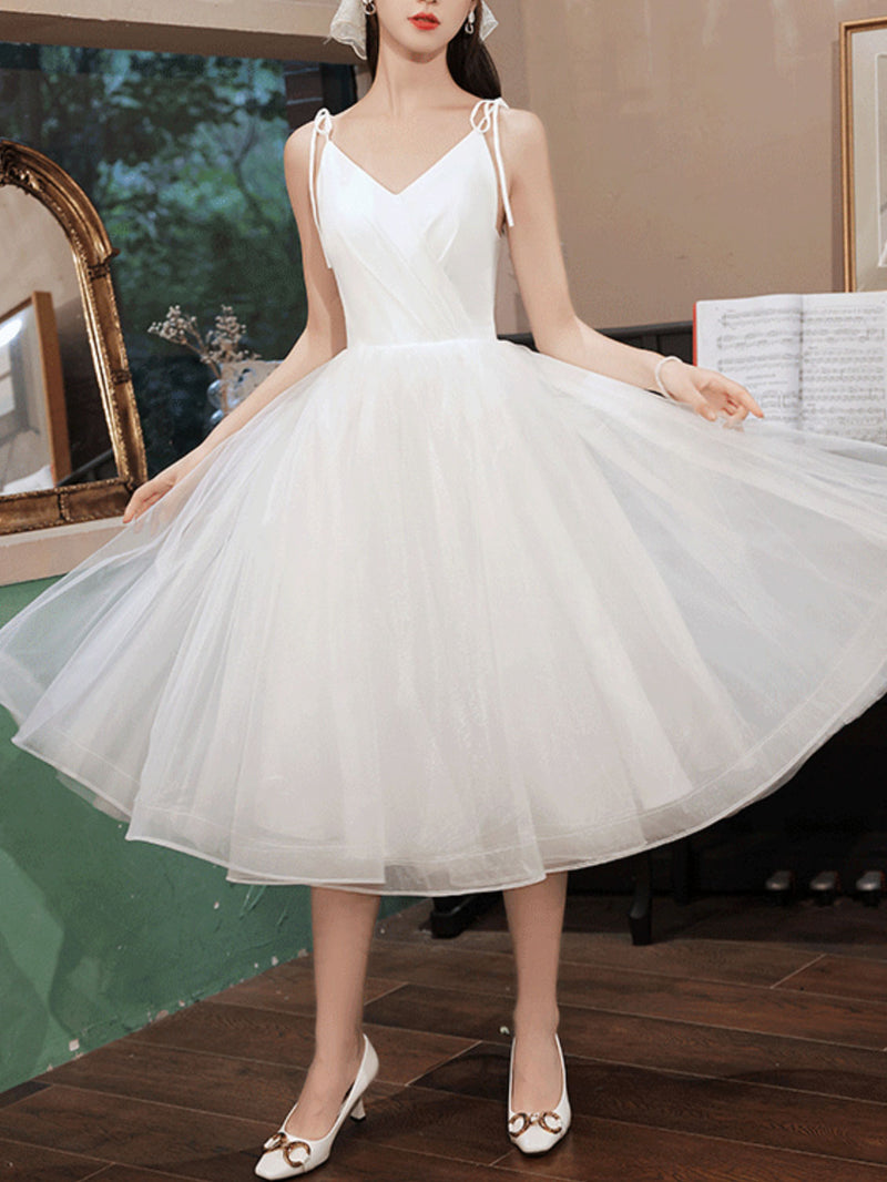 Simple White V Neck Short Prom Dress, White Homecoming Dress shopluu Simple White V Neck Short Prom Dress, White Homecoming Dress shopluu