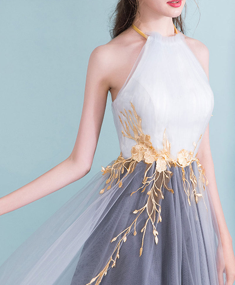 Gray Gradient Tulle Long Prom Dress, Gray Evening Dress – shopluu