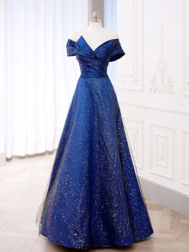 Simple Tulle Satin Dark Blue Long Prom Dress, Blue Formal Evening Dress US 10 / Dark Blue Simple Tulle Satin Dark Blue Long Prom Dress, Blue Formal Evening Dress US 10 / Dark Blue