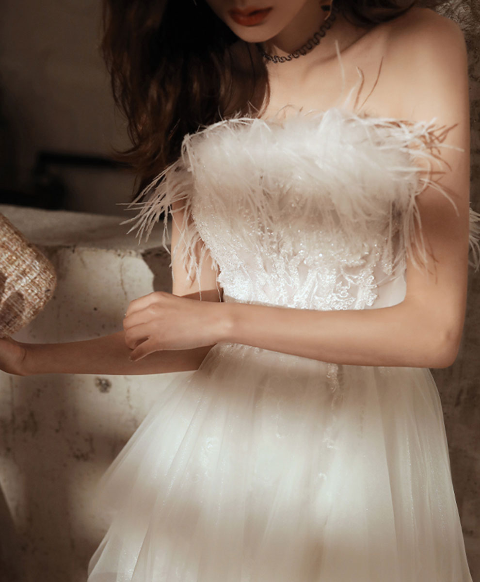 White Sweetheart Dress Tulle Lace Long Prom Dress Evening Dress