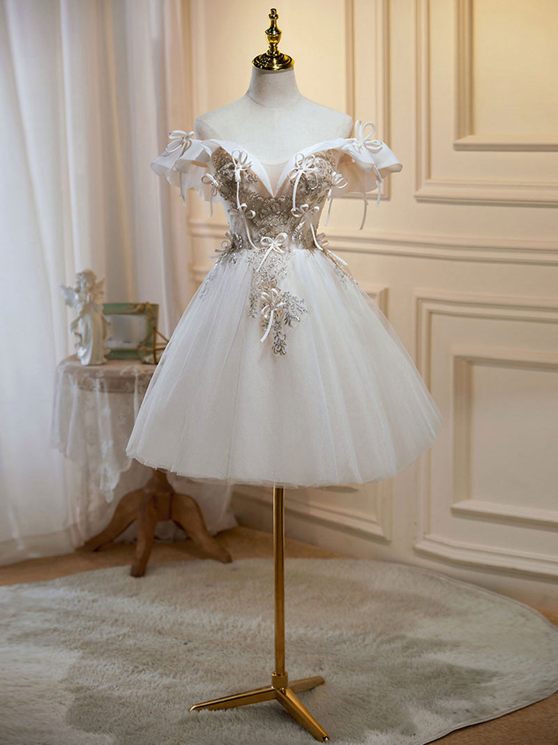 Mini/Short Light Champagne Prom Dress, Short Puffy Homecoming Dresses US 4 / Light Champagne (As picture) Mini/Short Light Champagne Prom Dress, Short Puffy Homecoming Dresses US 4 / Light Champagne (As picture)