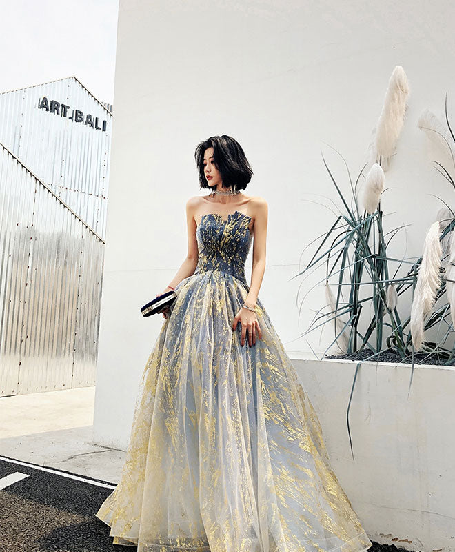 A-Line A line Tulle Lace Long Prom Dress, Tulle Formal Graduation Dress A-Line A line Tulle Lace Long Prom Dress, Tulle Formal Graduation Dress