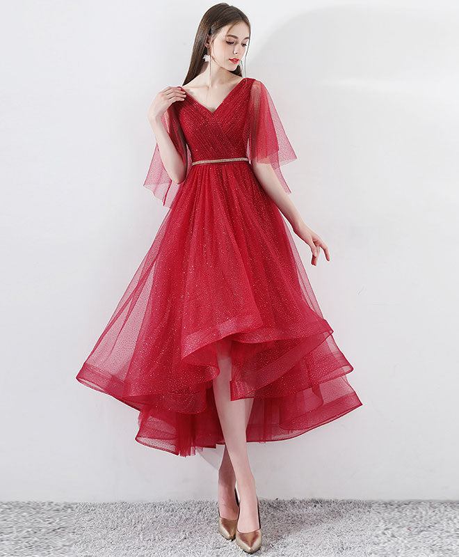 Burgundy Tulle High Low Prom Dress, Burgundy Tulle Evening Dress US 12 / Burgundy Burgundy Tulle High Low Prom Dress, Burgundy Tulle Evening Dress US 12 / Burgundy