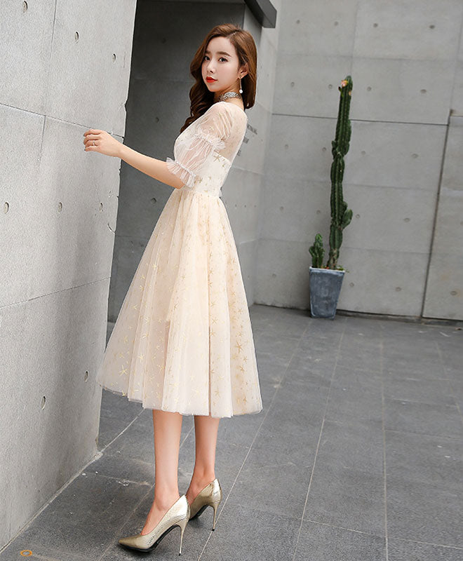 Champagne Tulle Short Prom Dress, Champagne Tulle Short Homecoming Dre – shopluu