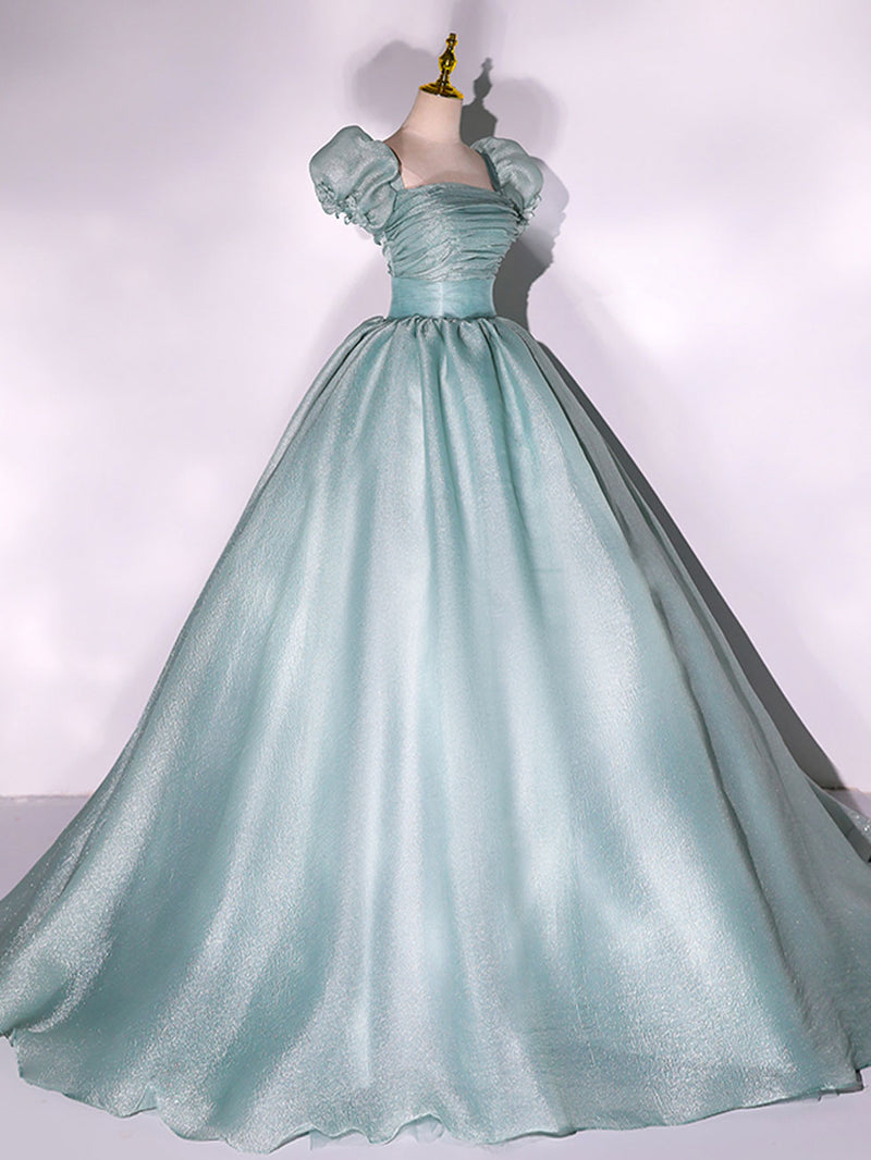 green tulle long prom dress a line evening dress Green Tulle Long Prom Dress A Line Evening Dress