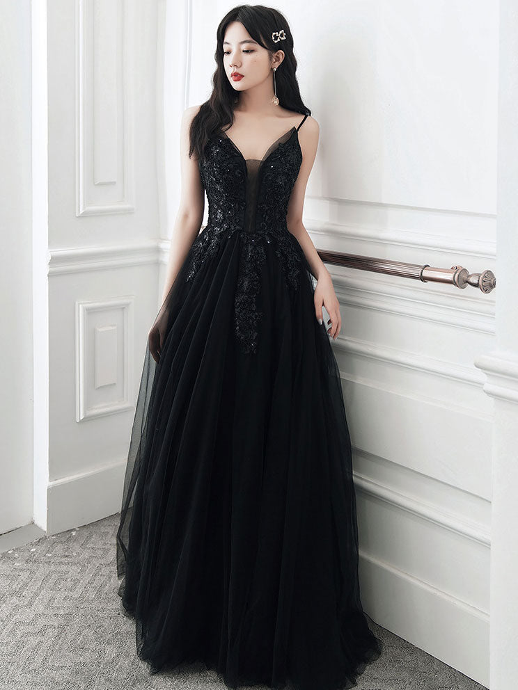 Black Long Prom Dresses, Aline Black Formal Graduation Dresses US 14 / Black Black Long Prom Dresses, Aline Black Formal Graduation Dresses US 14 / Black